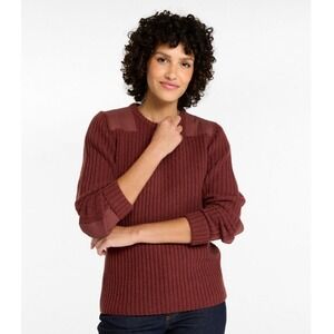 L.L. Bean EUC 100% Merino Wool Commando Currant Red Ribbed Hunting Sweater M